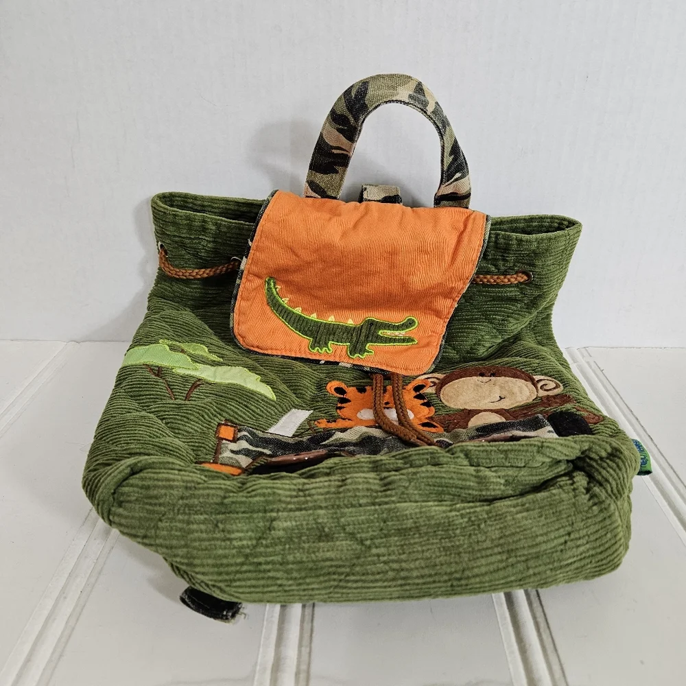 Stephen Joseph Backpack Kids Quilted Mixed Fabrics Zoo Safari Textured